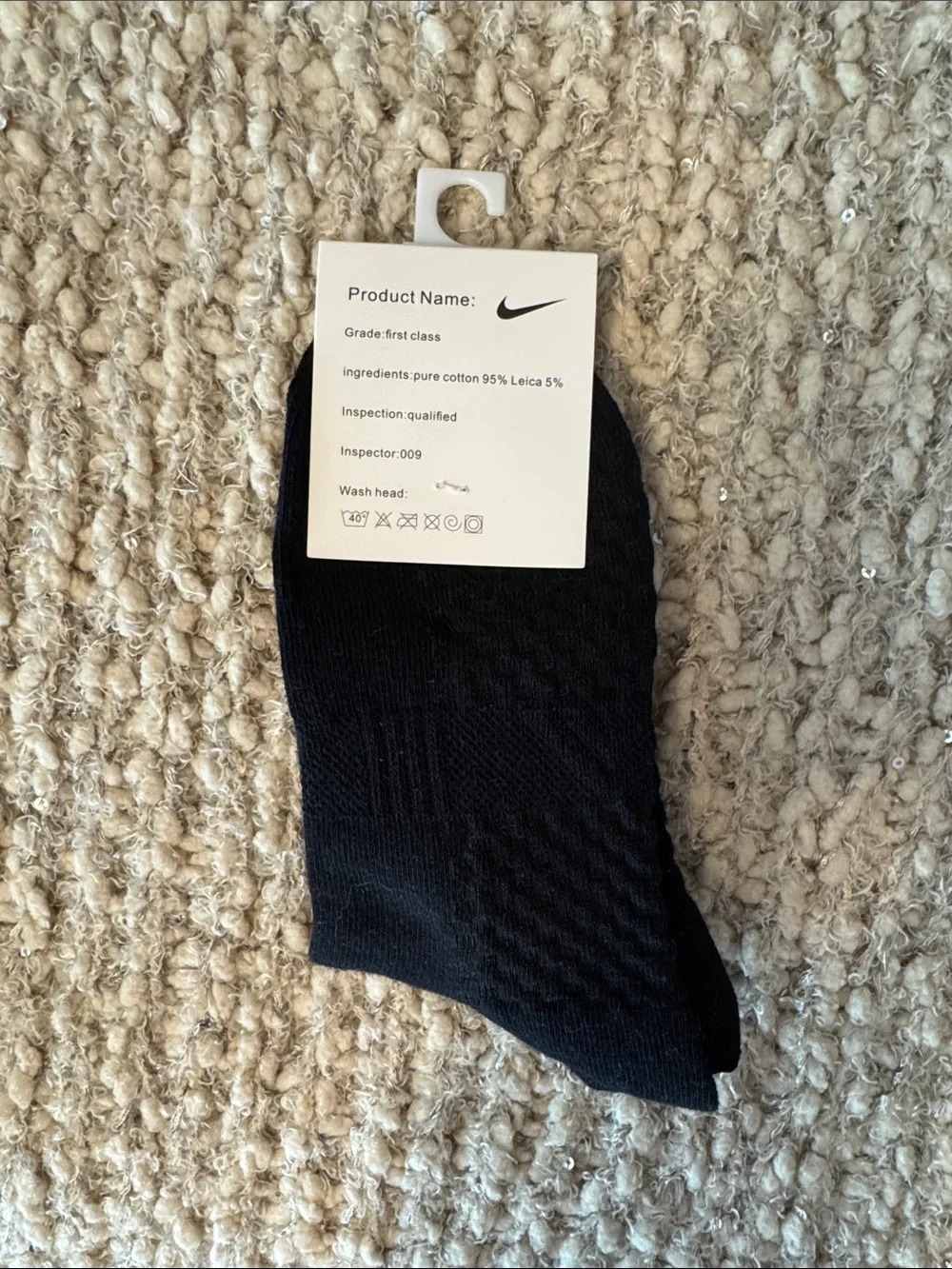 Nike Black Ankle Socks with Gold Swoosh
